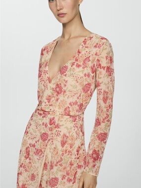 NWT - Mango Asymmetrical Hem Floral Wrap Dress